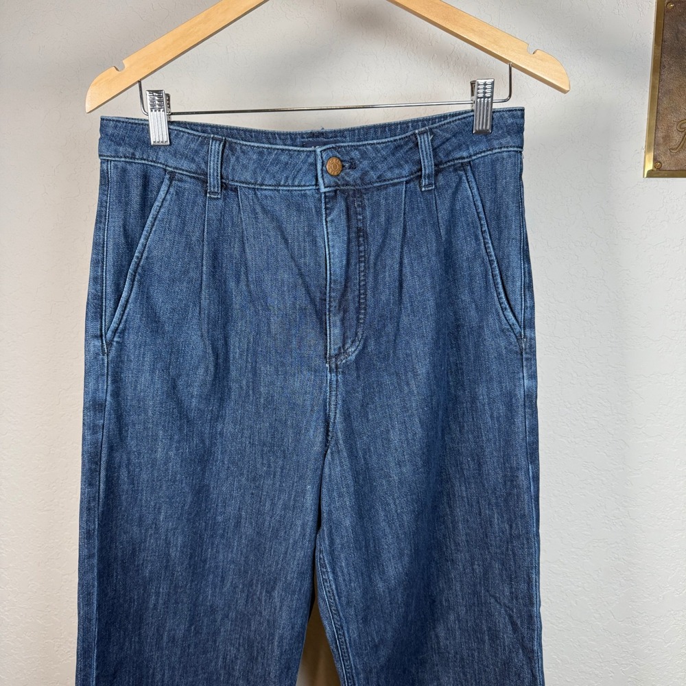 J Crew Wide Leg Denim Pants Blue Pleated Front Size 28‎ - Picture 4 of 9